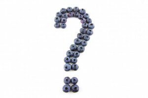 Blueberries used to form a question mark.